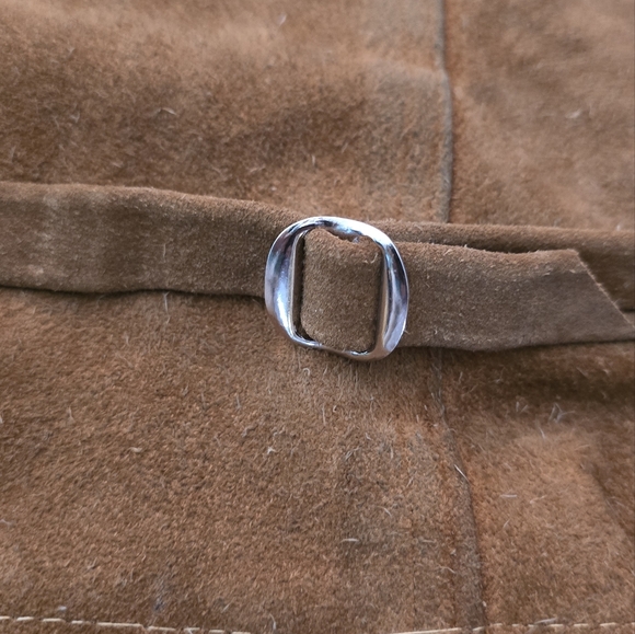 Vintage Men's Yellow Leather Vest with Suede Back Size M-L - Picture 6 of 11